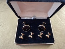 Cufflinks for Men, Tuxedo Studs and Set, Classic Black Gold.