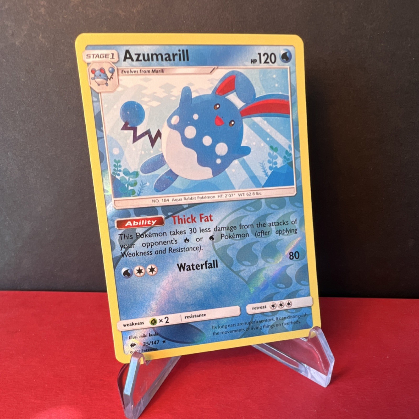 Pokémon Azumarill 35/147 Sm-Burning Shadows Reverse Holo Rare - LP