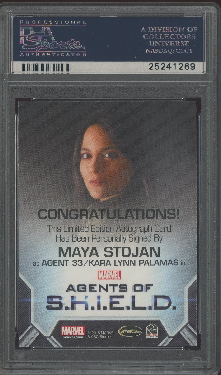 2015 Marvel Agents Of Shield Season 2 Bordered Maya Stojan AUTO PSA 10 GEM MINT view 2