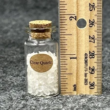 Clear Quartz Crystal Chips Mini Glass Bottle Décor Metaphysical Healing