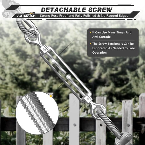 Heavy Duty Silver Turnbuckle Kit, 304 Stainless Steel - Afbeelding 5 van 9