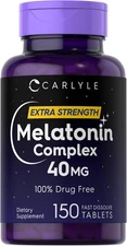 Melatonin 40mg High Potency Natural Sleep Aid Berry Flavor 150 Fast Dissolve TAB