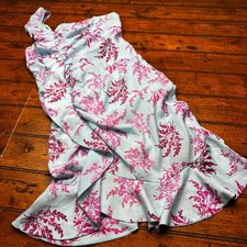 LIKELY Blue Pink Floral One Shoulder Ruffle Midi Dress Size 8 Botanical Y2K