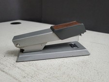 Vintage Bates 88 Stowaway Desktop Stapler Faux Wood & Gray With Staple Remover
