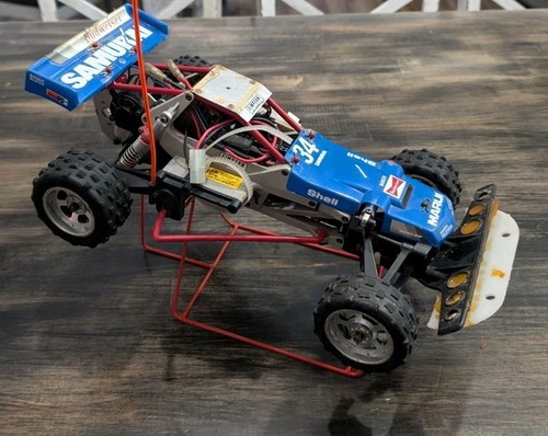 Vintage 1980s Marui Samurai 4WD Off Road Racer RC Car & Stand Parts/Repair *RARE