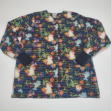 UA Scrubs Long Sleeve 3 Pocket Happy Halloween Scrub Top Women's Size M Ghosts