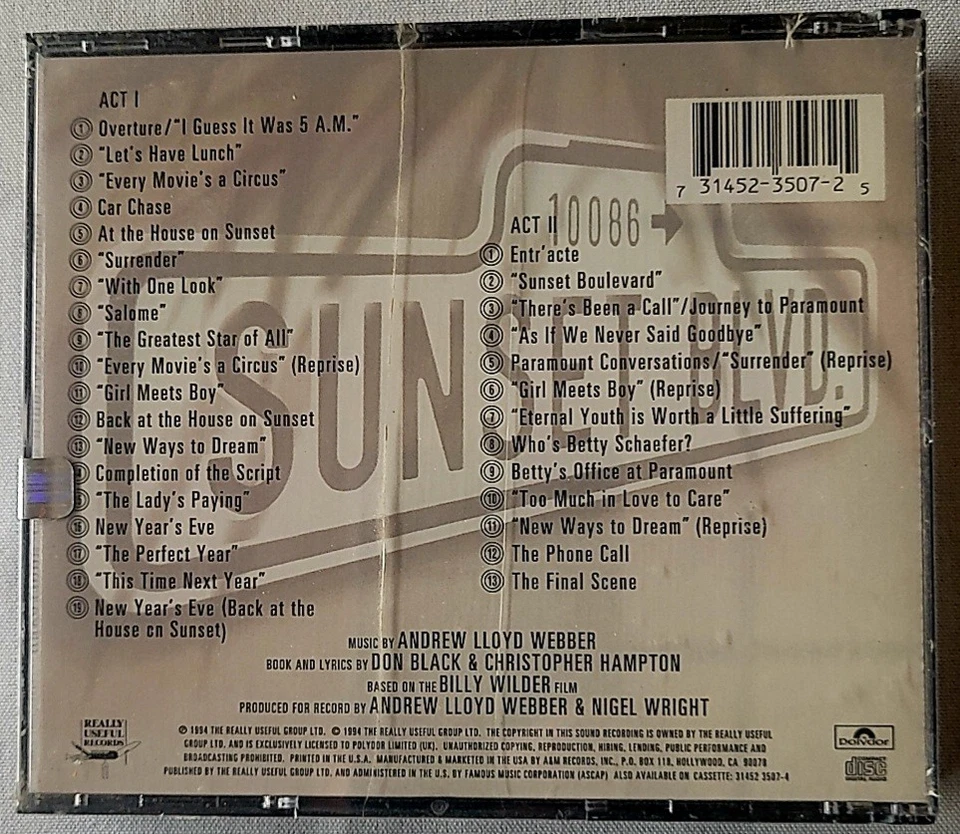 Andrew Lloyd Webber Sunset Boulevard Glenn Close (Polydor 2 CDs, 1994. SEALED - Image 2 of 3