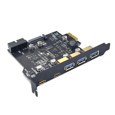 PCI-E 1X auf USB3.2 Gen1 5 Gbit/s 2Port Typ C Typ A Erweiterungskarte mit 19PI2a