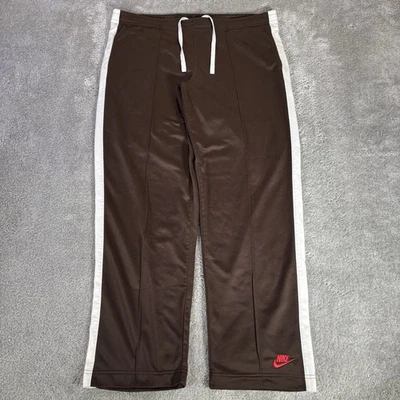 Vintage Nike Track Pants Mens L Brown Striped Baggy Straight Leg Embroidered Y2K - Image 1 of 4