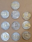 Lot of 10 90% Silver Franklin Half Dollars US COINS-Mixed years 1960-1963