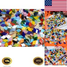 Diamond Glass Mosaic Tiles Pieces Stained Glass for Crafts, Mixed Bright Colo...
