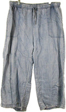Splendid Womens Crop Tencel Denim Pants Wide Leg Drawstring Waist Size M Blue