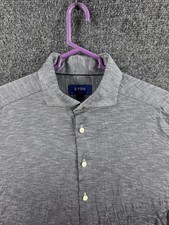 Eton Slim Fit Large Gray Men Button Up Shirt Long Sleeve Knit 16.5 Soft