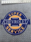 Vintage Chevrolet Sign Bow-Tie Gas Pump Garage 12” Enamel Sign HEAVY METAL