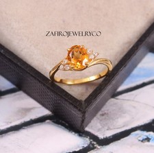 Natural Citrine, Promise Ring, Three Stone Ring, Citrine Ring, Anniversary Ring