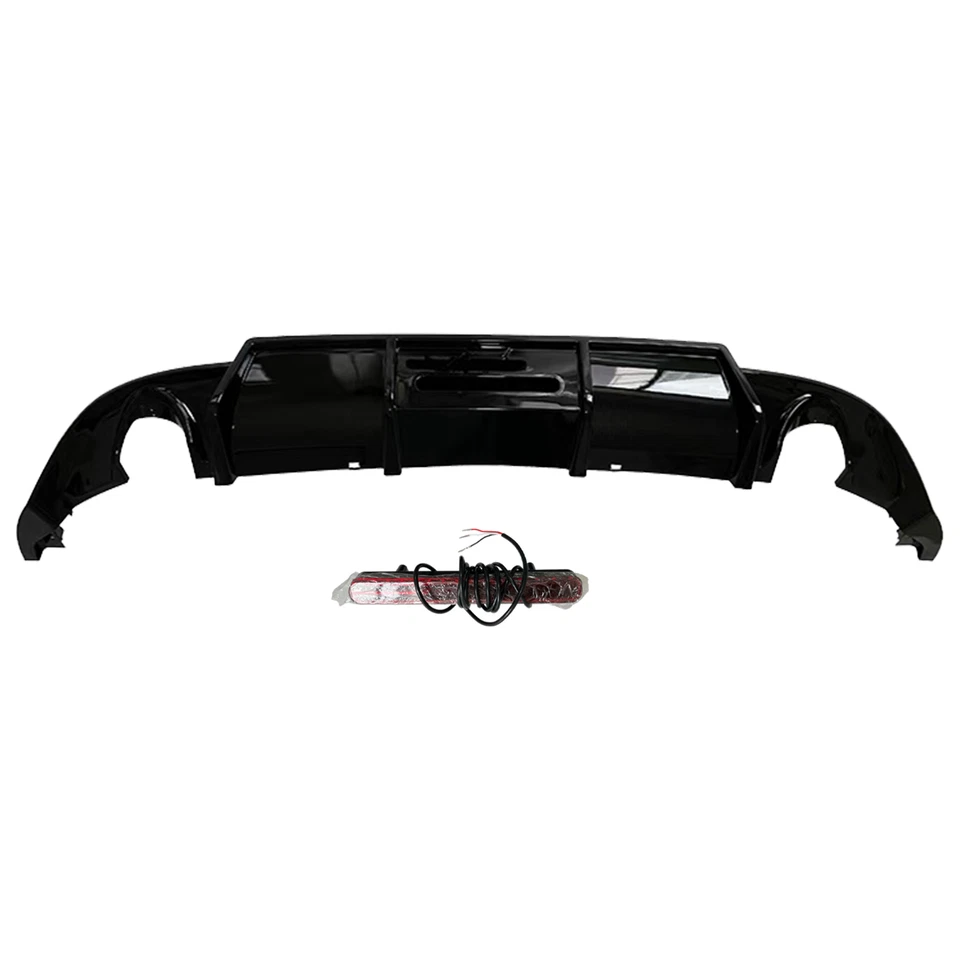 Parachoques trasero LED difusor aleta de tiburón brillo negro para 17-20 VW Golf MK7.5 todas las series Foto 2 de 4