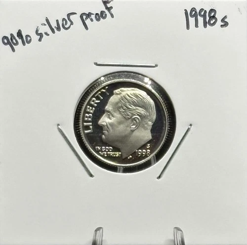 1998 S Proof Roosevelt Dime, 90% Silver, Extremely Low Mintage, Very Nice! 🔥🔥