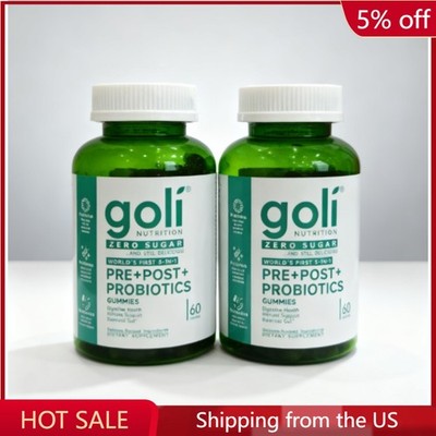 2 BOTTLES---NEW Goli Zero Sugar 3-in-1 PRE+POST+PROBINTICS Gummies - 60Count