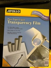 Apollo Plain Paper Copier Transparency Film 8.5"X11" 100 Sheets VPP100C