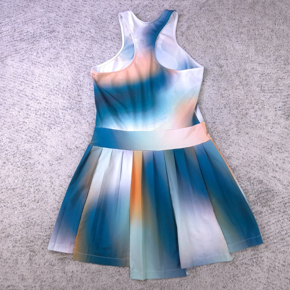 阿迪达斯网球连衣裙女式中号 Made To Be Remade 白色蓝绿色橙色上衣裙 — 第 2/4 张图片