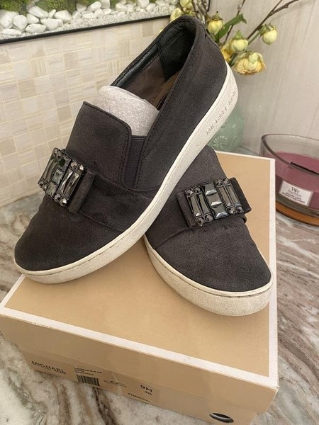 Women Michael Kors Loafers Grey Suede 40