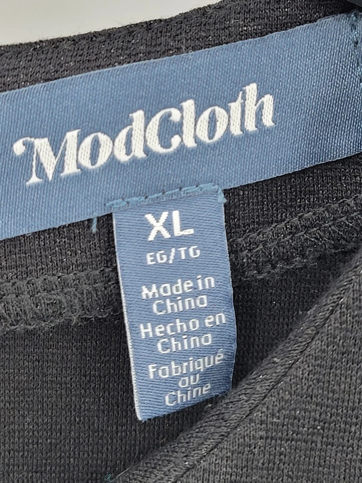 ModCloth Dress Womens XL Black Sheer Polka Dot Puff Sleeve Sheath Elegant Party - Image 3 of 4