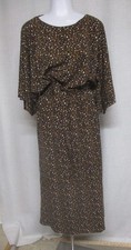GARNET HILL Brown Leopard Jersey Maxi Dress Kimono Sleeve Belted sz XS