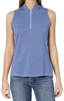 Adidas Two Tone Ottoman Golf Polo Shirt Blue Fusion 1/4 Zip Tank Top Size XL NWT