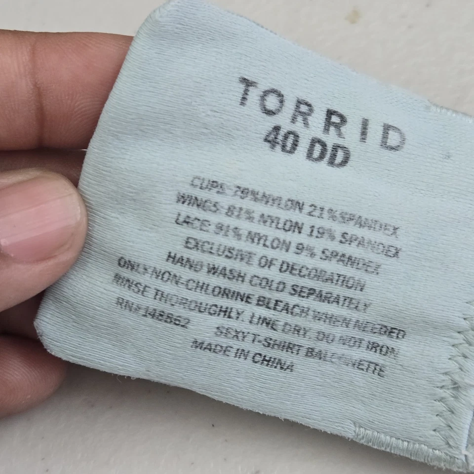 Torrid женщин бюстгальтер 40DD светло-синий футболка на косточках кружева бант ремень - Изображение 3 из 4