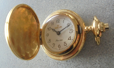 HC Hislon kleine Taschen Uhr Schmuck goldfarbend mit einem Klappdeckel Nr. 3