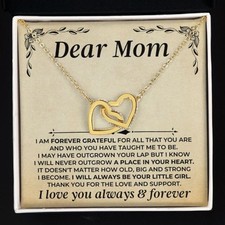 Personalized To My Mom Interlocking Hearts Necklace From Daughter Gift Set KW68