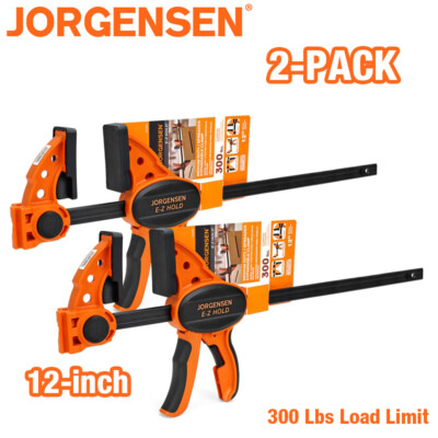 JORGENSEN 2-pack 12 in Ratchet Bar Clamp Set Medium Duty One Hand Clamp E-Z Hold