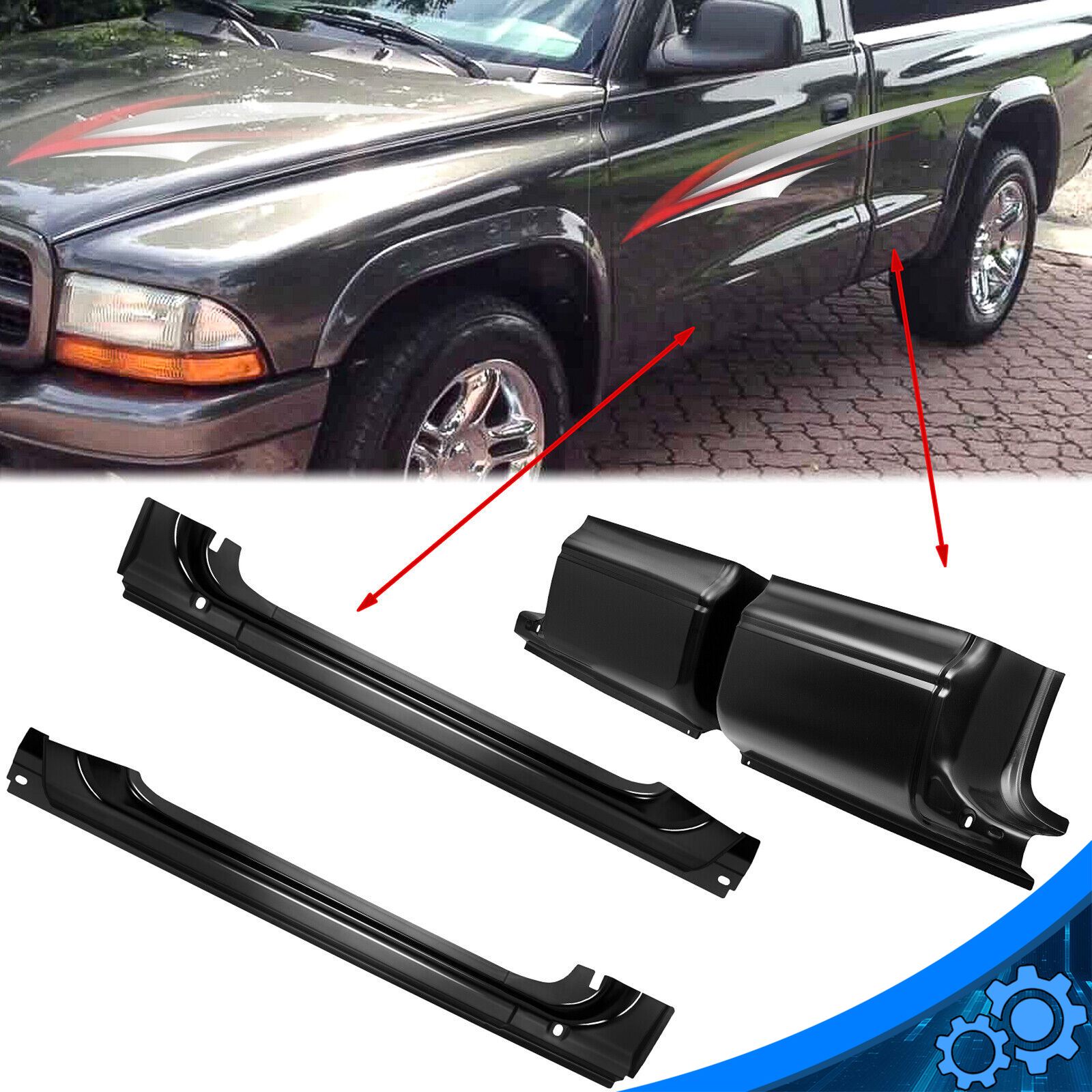 4PCS For 19972004 Dodge Dakota Cab 2 Door Rocker Panel