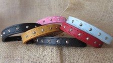 Leather dog collars, studded, 14ins to 26ins long.