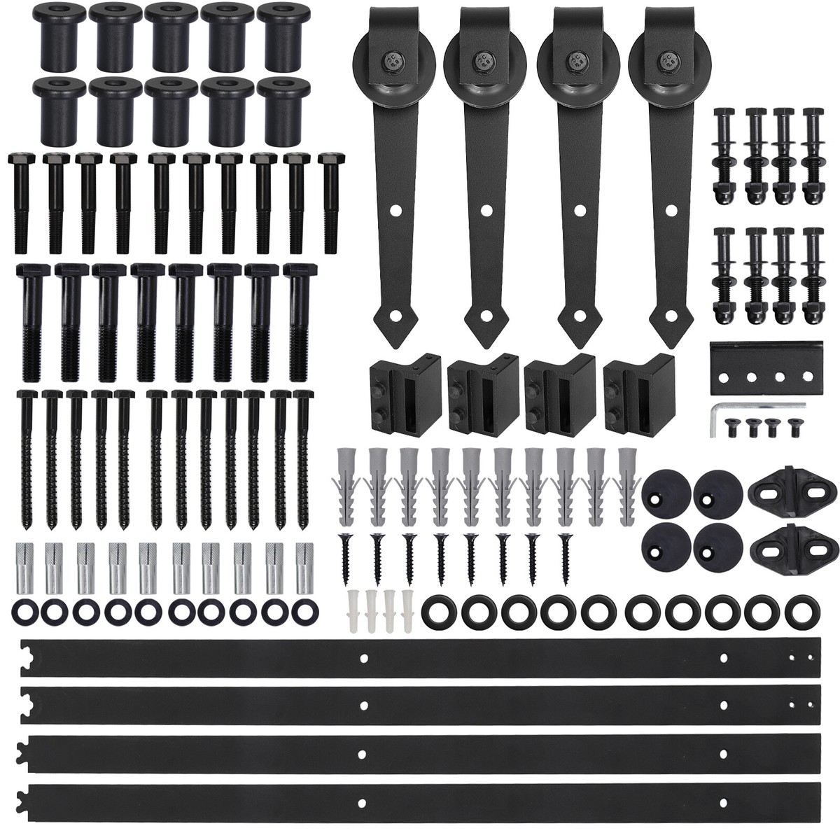 4-20FT Ceiling Mount Sliding Barn Door Hardware Track Closet Kit For 1/2 Doors