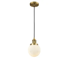 Innovations Beacon 6" Mini Pendant, 201C Series, BB/WH - 201C-BB-G201-6