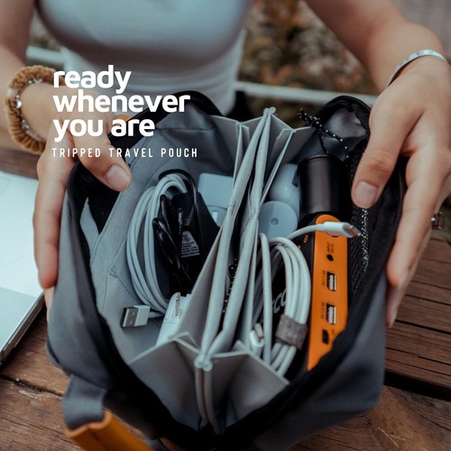 TRIPPED Travel Gear Tech Bag Organizer - Small Electronics Grey - Picture 9 of 9