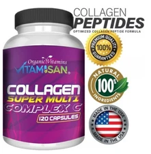 Premium Collagen Peptides Pills Hydrolyzed Anti-Aging (Types I,II,III,V,X) 120
