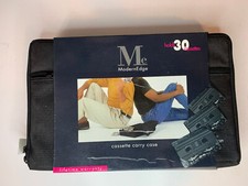 Modern Edge Cassette Tape Holder - Black Carry Storage Carrier w/ 30 Tape Lot