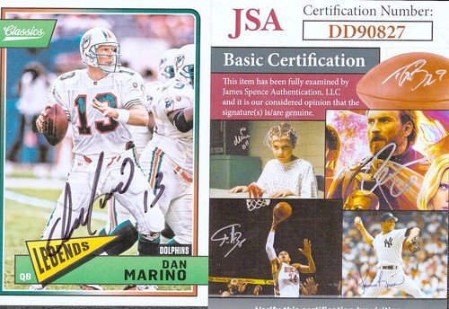 DAN MARINO Signed Autograph NFL Trading Card JSA COA