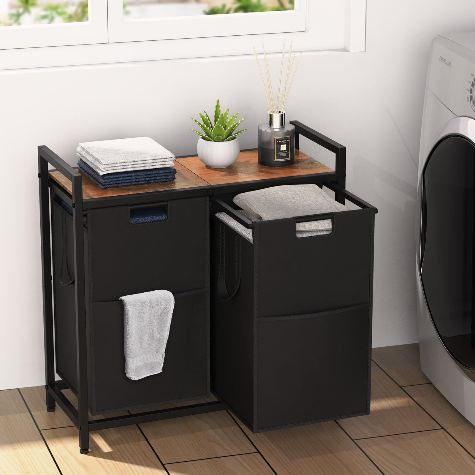 Laundry Hamper 2 Section Laundry Basket Organizer With 2 Removable Laundry Sorte-image