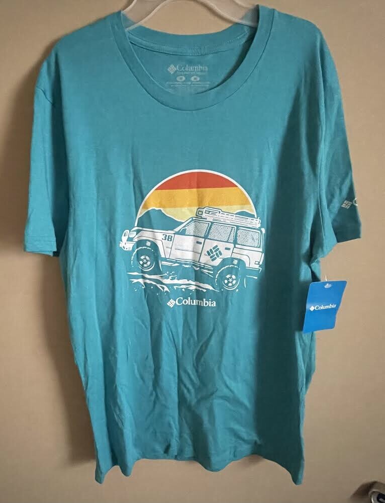 Columbia Men’s Blue Cotton Short Sleeve Crew Neck T-Shirt Size Medium