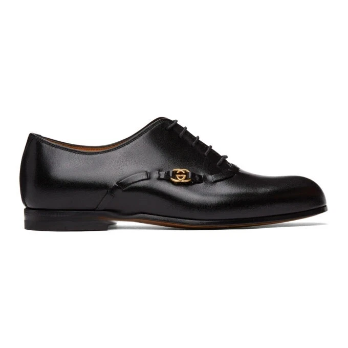 Chaussures derbys homme Gucci Z8186 cuir noir Quentin à lacets pointure 11