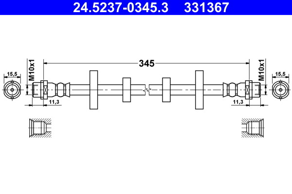 ATE 24.5237-0345.3 Brake Hose for VW
