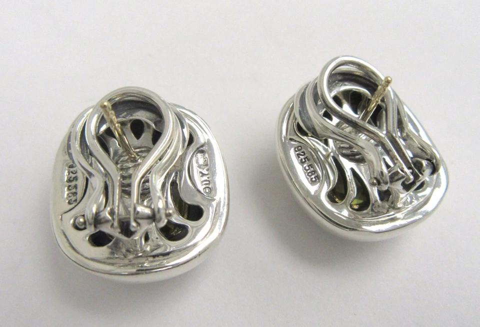 David Yurman 14k Gold and Sterling Silver Albion Lemon Quartz Omega Earrings - Image 3 of 4