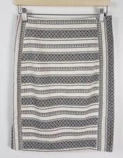 Loft Petites Women's 6p Black/Ivory Boho/Aztec Knit Lined Pencil Skirt NWT