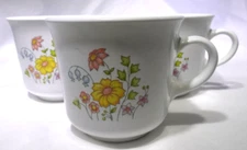 CORELLE Corningware Meadow Flower Floral Coffee Tea Cups SET /3 VGUC