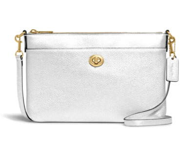 Coach C7202 Polly Metallic Silber Umhängehandtasche