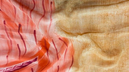 Pure Crepe Silk Saree 100% Silk Sari Indian Vintage Printed Fabric PCSS2400 - Picture 8 of 9