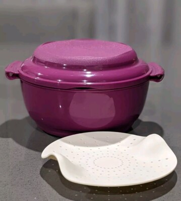 Tupperware Crystalwave Microwave Steamer Merlot New 